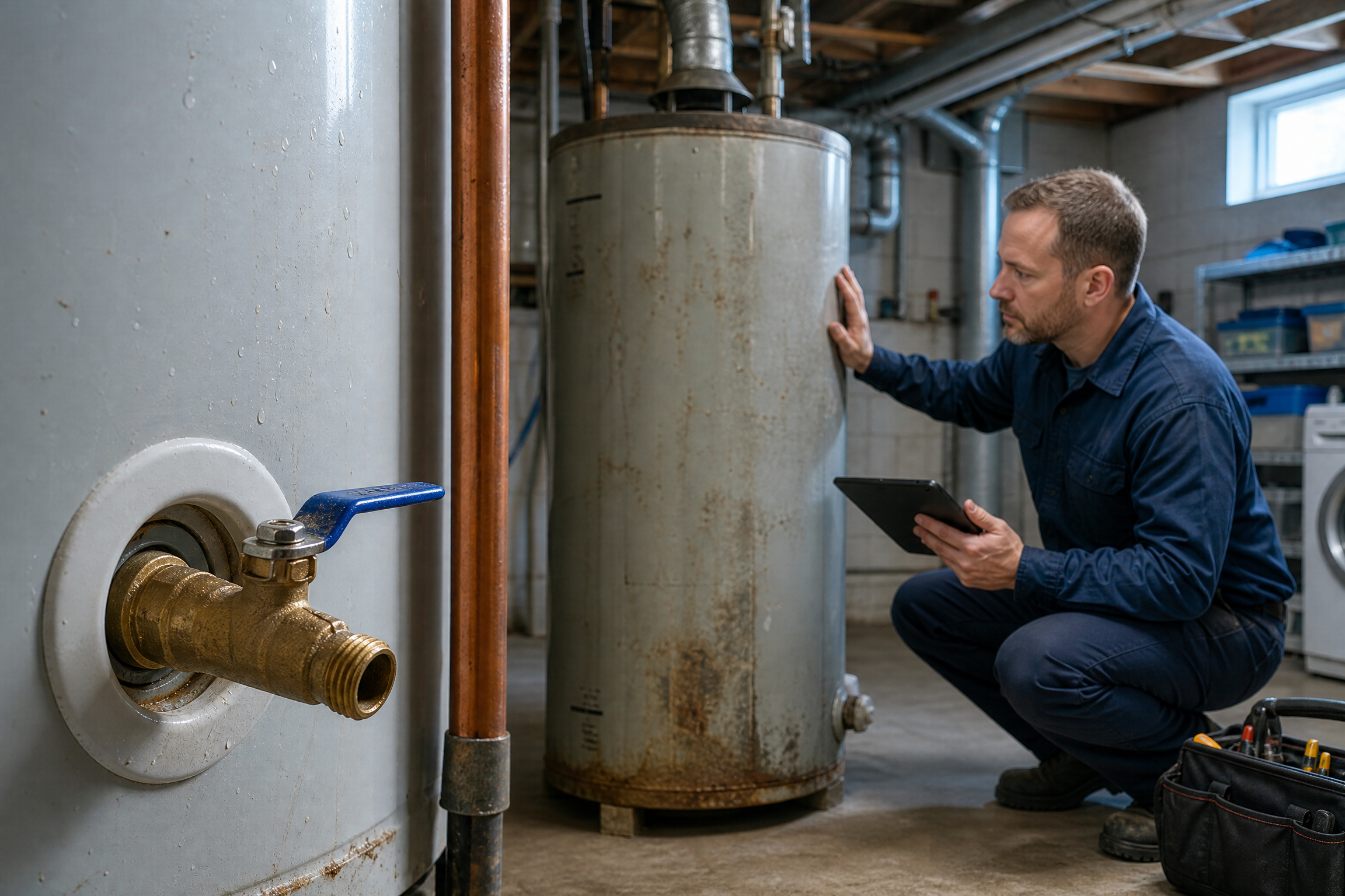 hot water tank leaking, water heater leak repair Toronto, leaking water heater what to do, water heater replacement GTA, drain valve leak, T&P relief valve